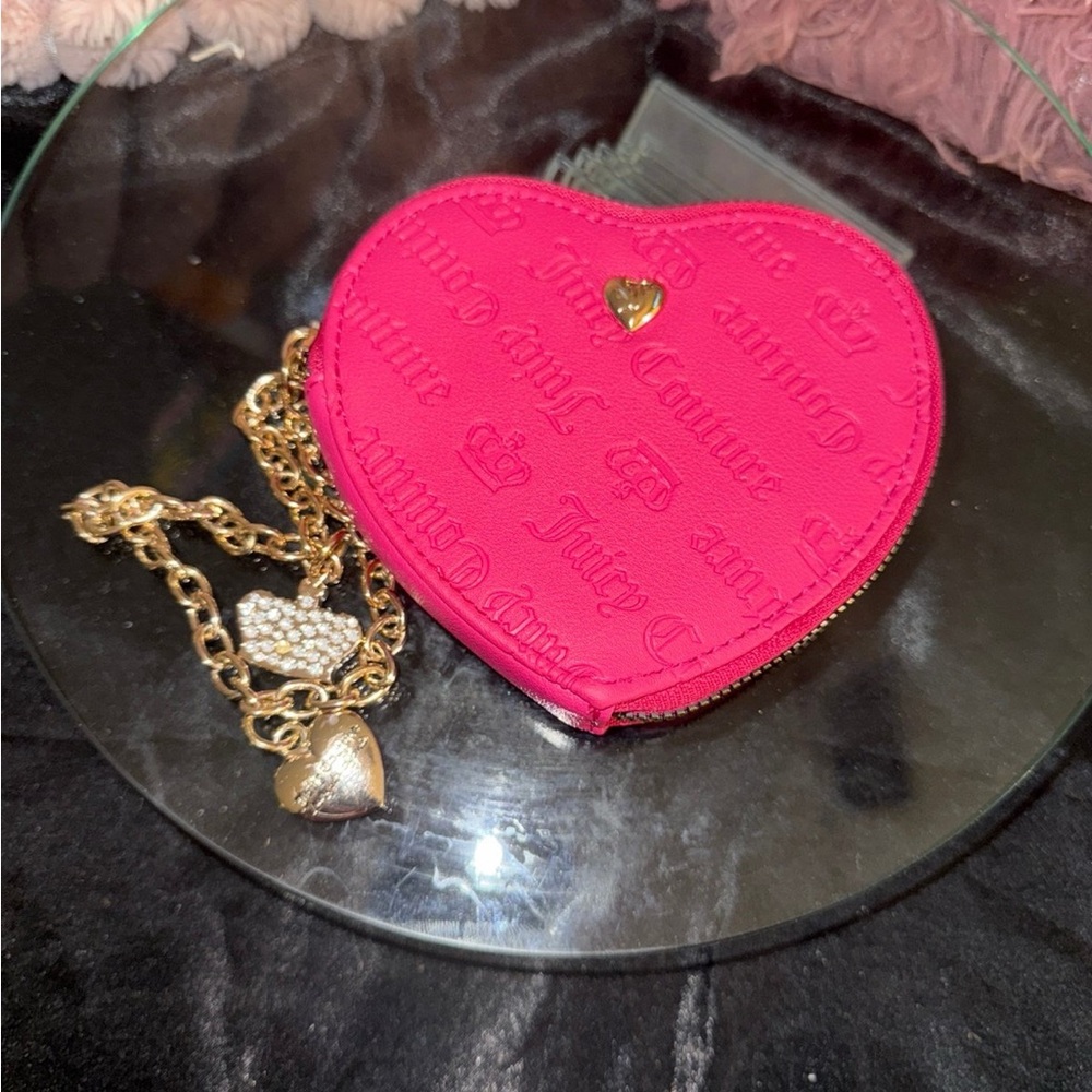 Juicy Couture Pink and Gold Heart Clutch